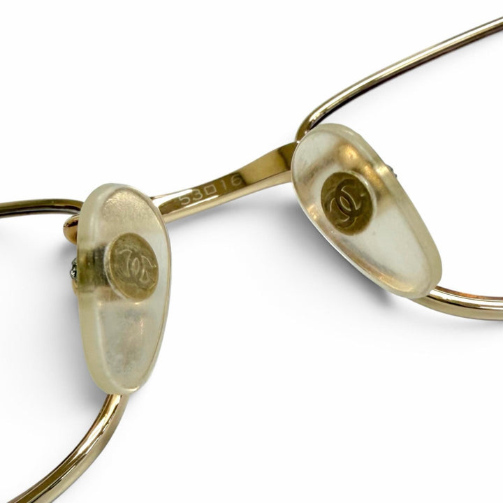 Great CHANEL Glasses COCO Mark Square gold Women 2102T