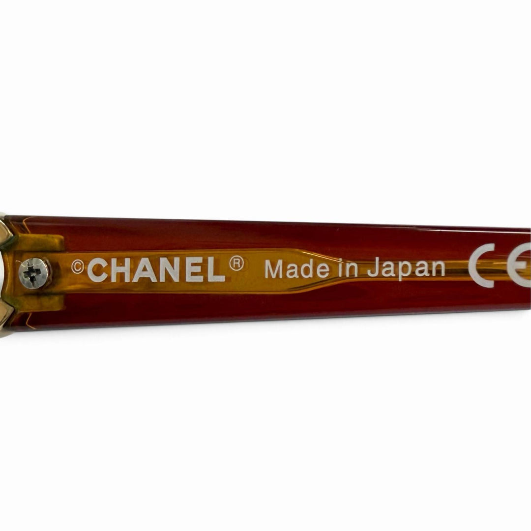 Great CHANEL Glasses COCO Mark Square gold Women 2102T