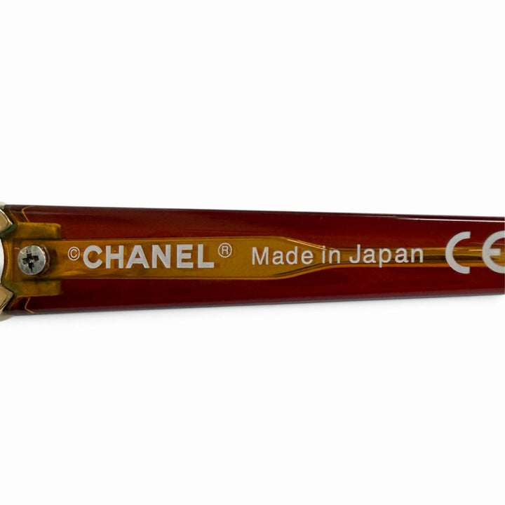 Great CHANEL Glasses COCO Mark Square gold Women 2102T