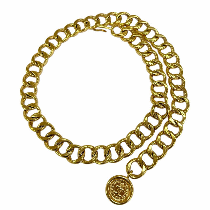 Great CHANEL belt COCO Mark Medallion Coin Chain gold metal Women