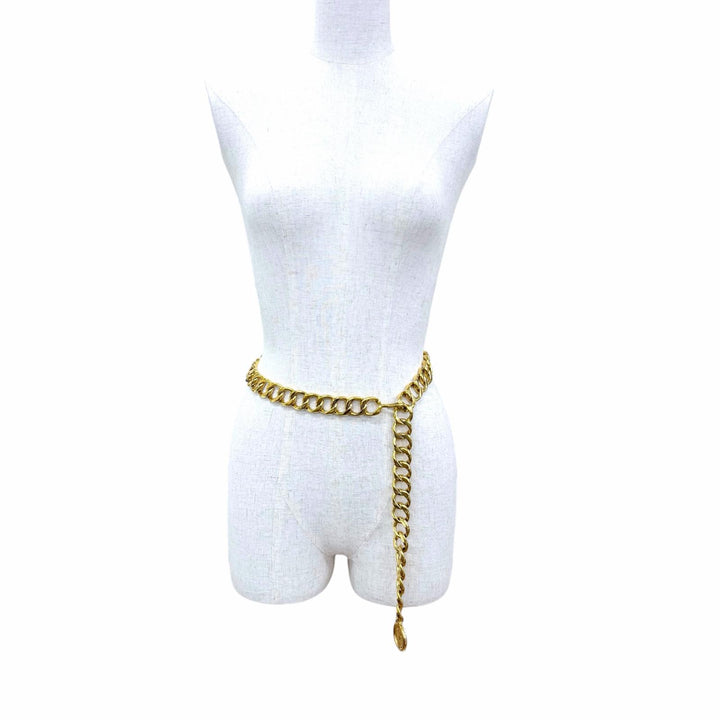 Great CHANEL belt COCO Mark Medallion Coin Chain gold metal Women