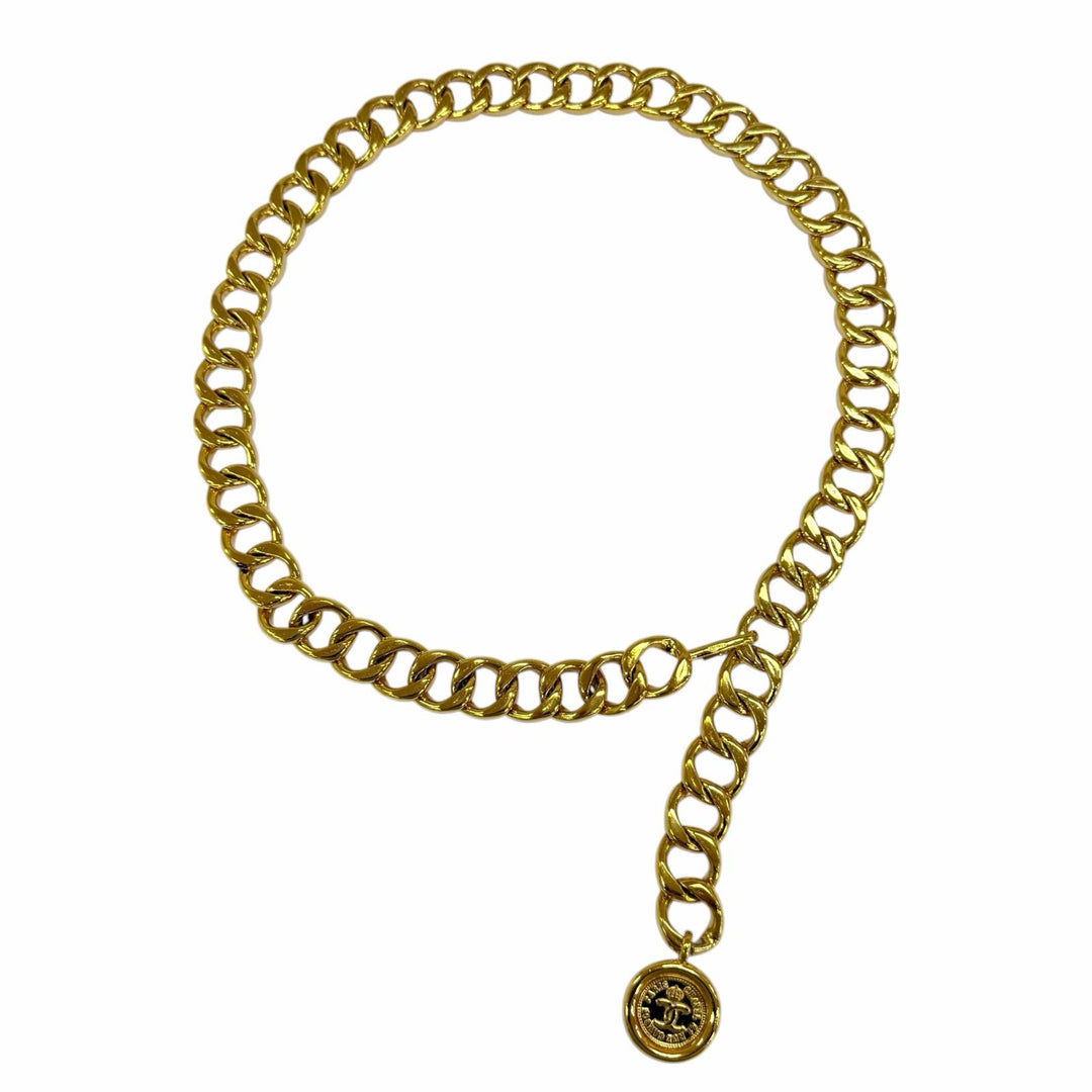 Great CHANEL belt COCO Mark Medallion Coin Chain gold metal Women