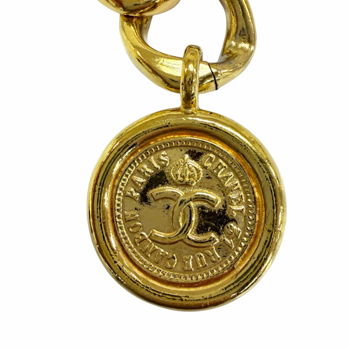 Great CHANEL belt COCO Mark Medallion Coin Chain gold metal Women