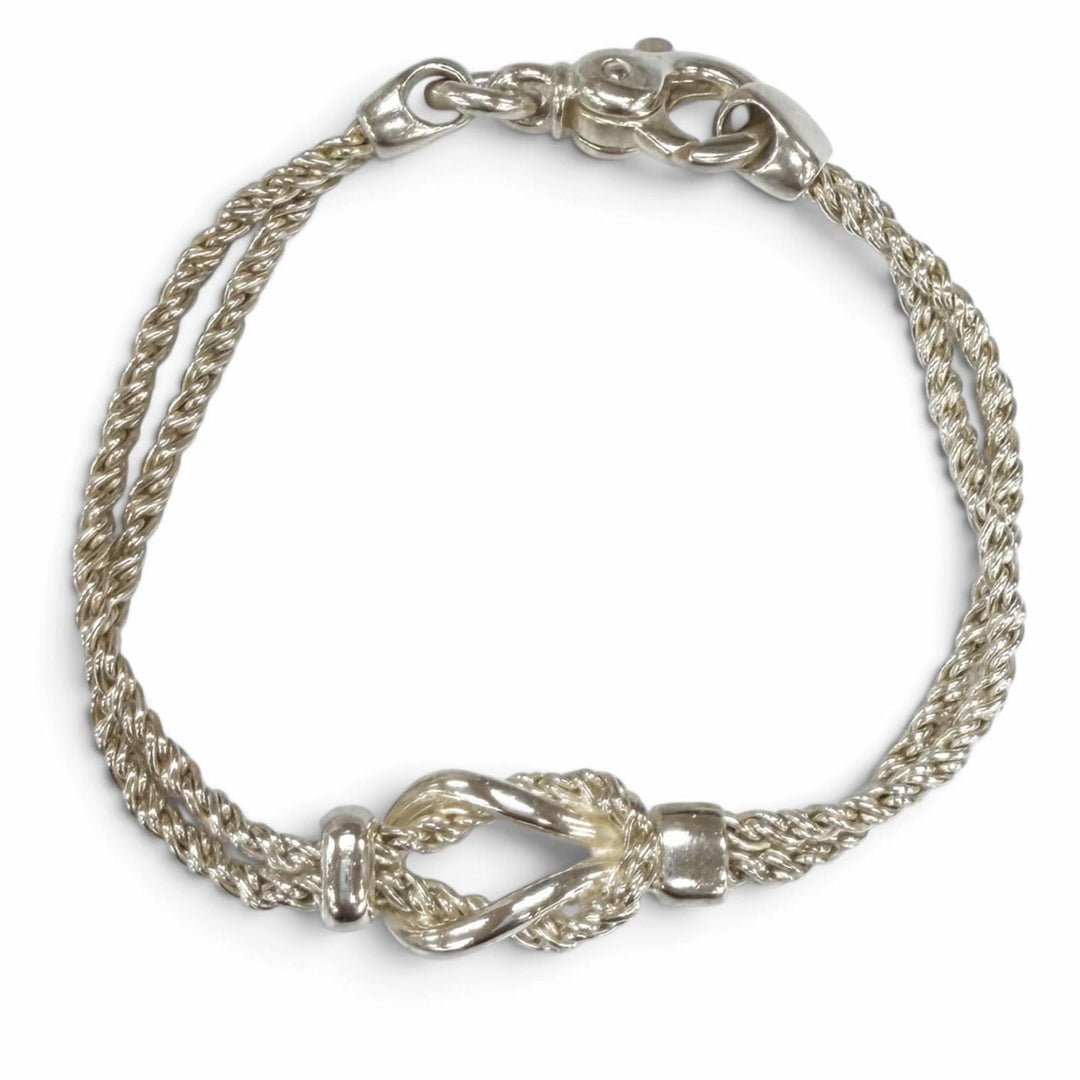 Great TIFFANY&Co. bracelet Double rope center knot Silver 925 mens