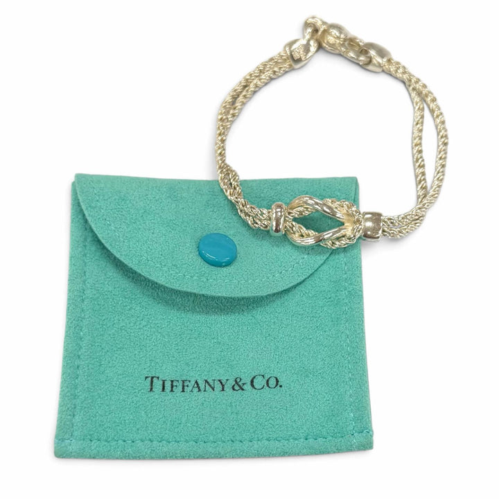 Great TIFFANY&Co. bracelet Double rope center knot Silver 925 mens
