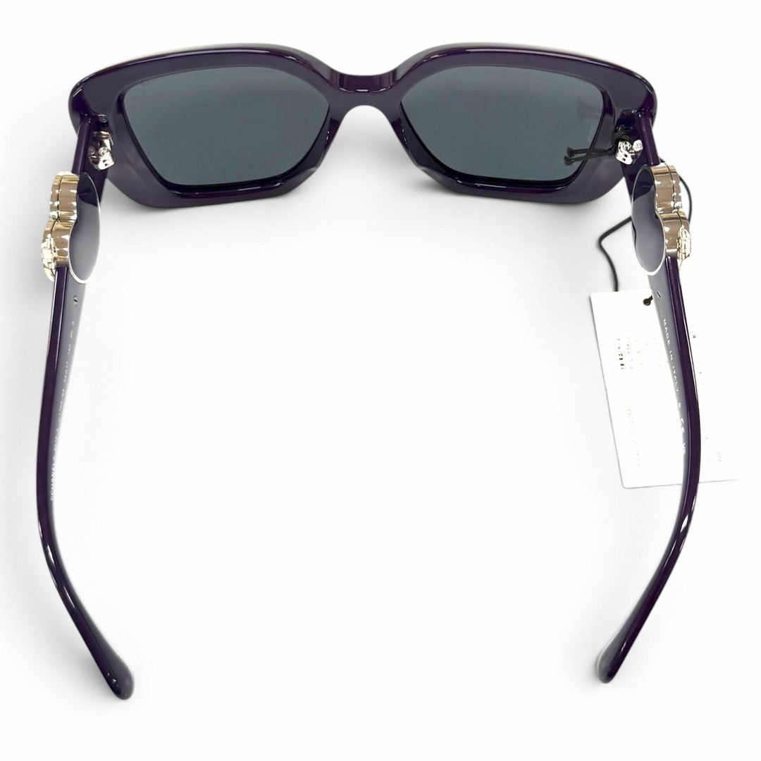 Excellent CHANEL sunglasses COCO Mark Heart Mirror Square purple Women 5518-A