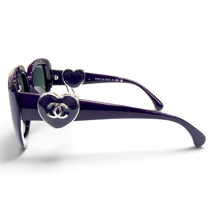 Excellent CHANEL sunglasses COCO Mark Heart Mirror Square purple Women 5518-A