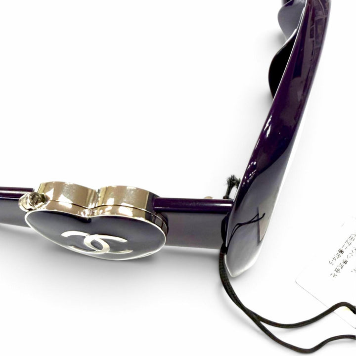 Excellent CHANEL sunglasses COCO Mark Heart Mirror Square purple Women 5518-A