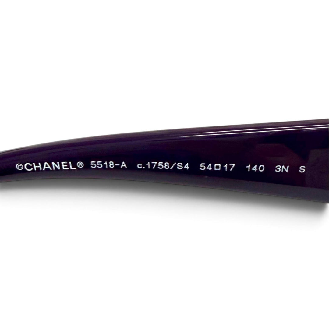 Excellent CHANEL sunglasses COCO Mark Heart Mirror Square purple Women 5518-A