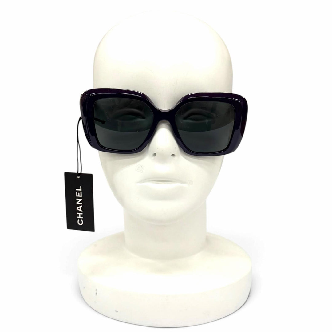 Excellent CHANEL sunglasses COCO Mark Heart Mirror Square purple Women 5518-A
