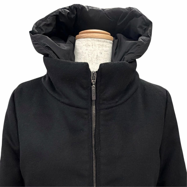 Great MOORER down coat Hooded zip-up down coat black wool Women 40 OME6205003C