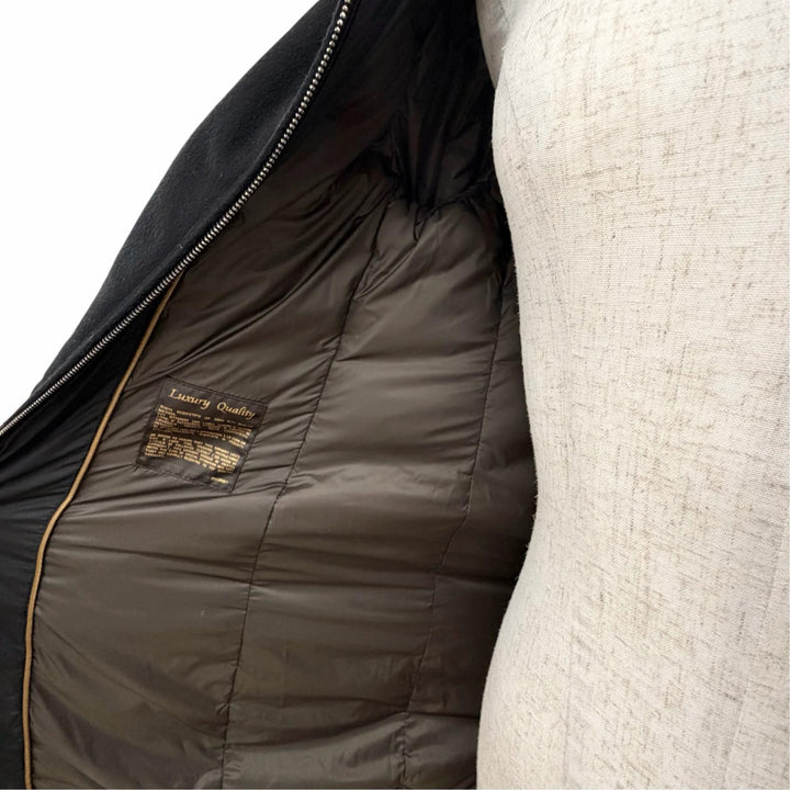Great MOORER down coat Hooded zip-up down coat black wool Women 40 OME6205003C