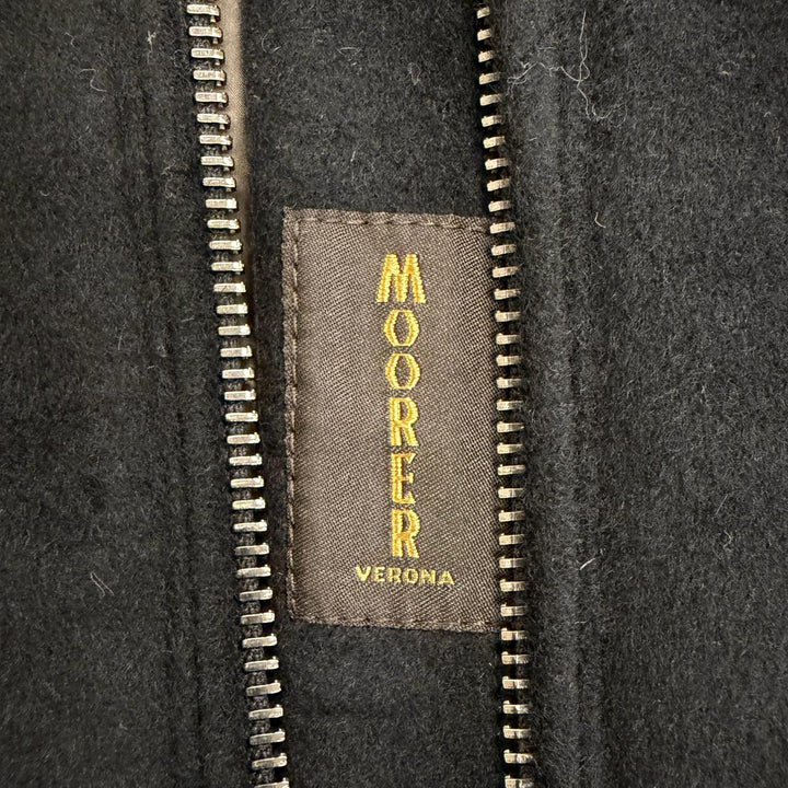 Great MOORER down coat Hooded zip-up down coat black wool Women 40 OME6205003C