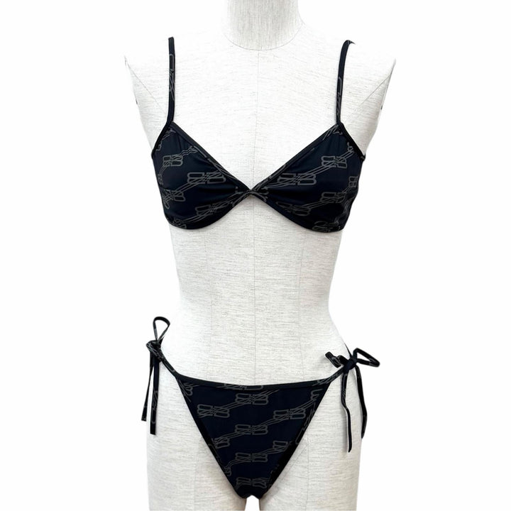 Pristine BALENCIAGA two-piece set BB Logo Bikini Swimsuit Nylon S
