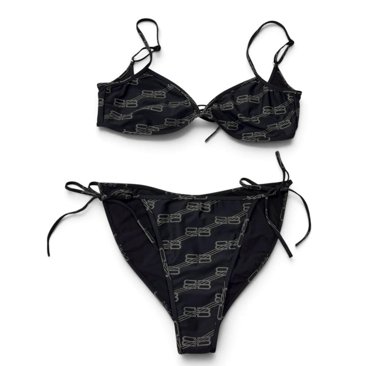 Pristine BALENCIAGA two-piece set BB Logo Bikini Swimsuit Nylon S