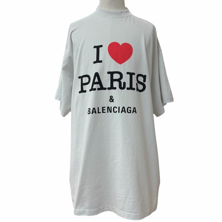 Pristine BALENCIAGA Short sleeve T-shirt I Love Paris Crew neck gray 4 787349