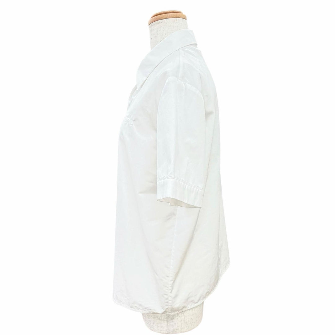 Excellent MIUMIU Short sleeve shirt Logo embroidered turn-up sleeve 40 MK1946
