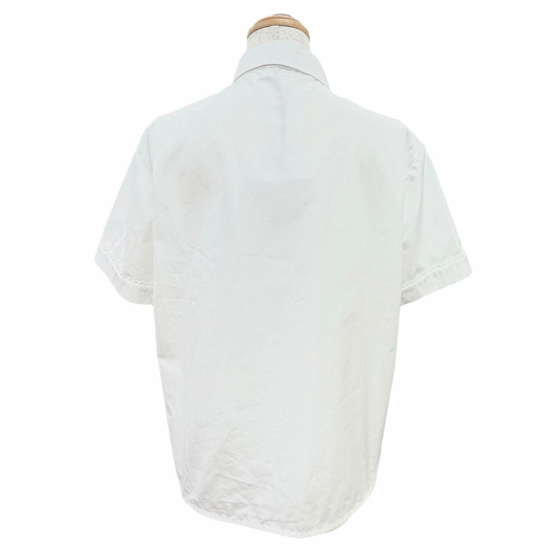 Excellent MIUMIU Short sleeve shirt Logo embroidered turn-up sleeve 40 MK1946