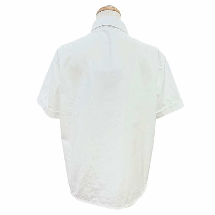Excellent MIUMIU Short sleeve shirt Logo embroidered turn-up sleeve 40 MK1946