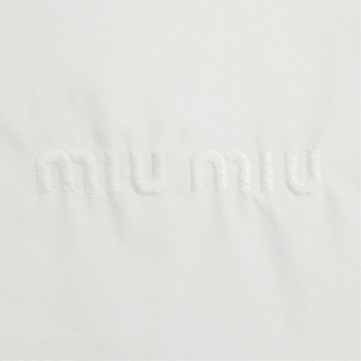 Excellent MIUMIU Short sleeve shirt Logo embroidered turn-up sleeve 40 MK1946
