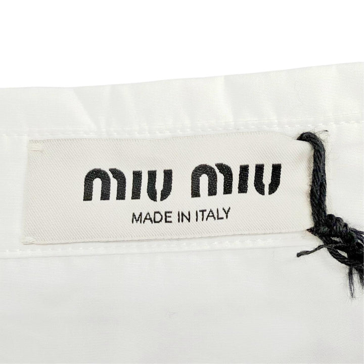 Excellent MIUMIU Short sleeve shirt Logo embroidered turn-up sleeve 40 MK1946