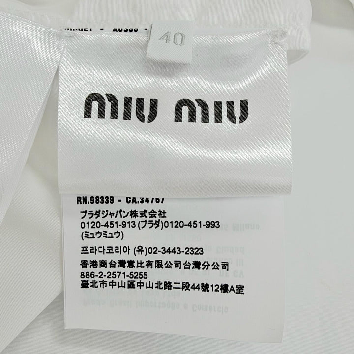 Excellent MIUMIU Short sleeve shirt Logo embroidered turn-up sleeve 40 MK1946