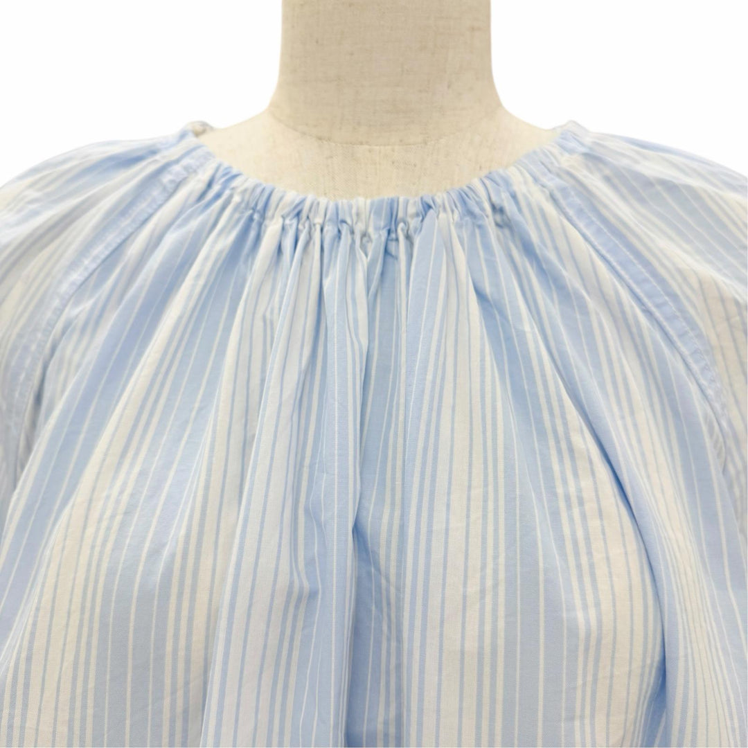 Excellent MARNI blouse logo embroidery stripes blue cotton Women 36 TTMA0449S0