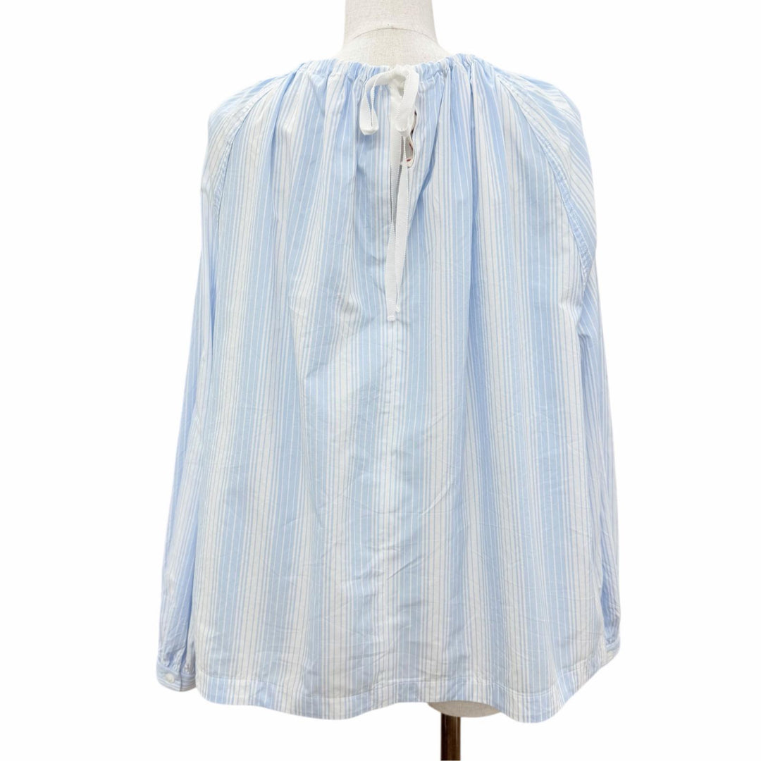 Excellent MARNI blouse logo embroidery stripes blue cotton Women 36 TTMA0449S0