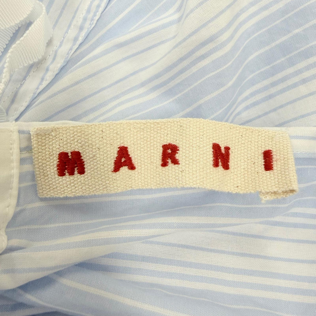Excellent MARNI blouse logo embroidery stripes blue cotton Women 36 TTMA0449S0