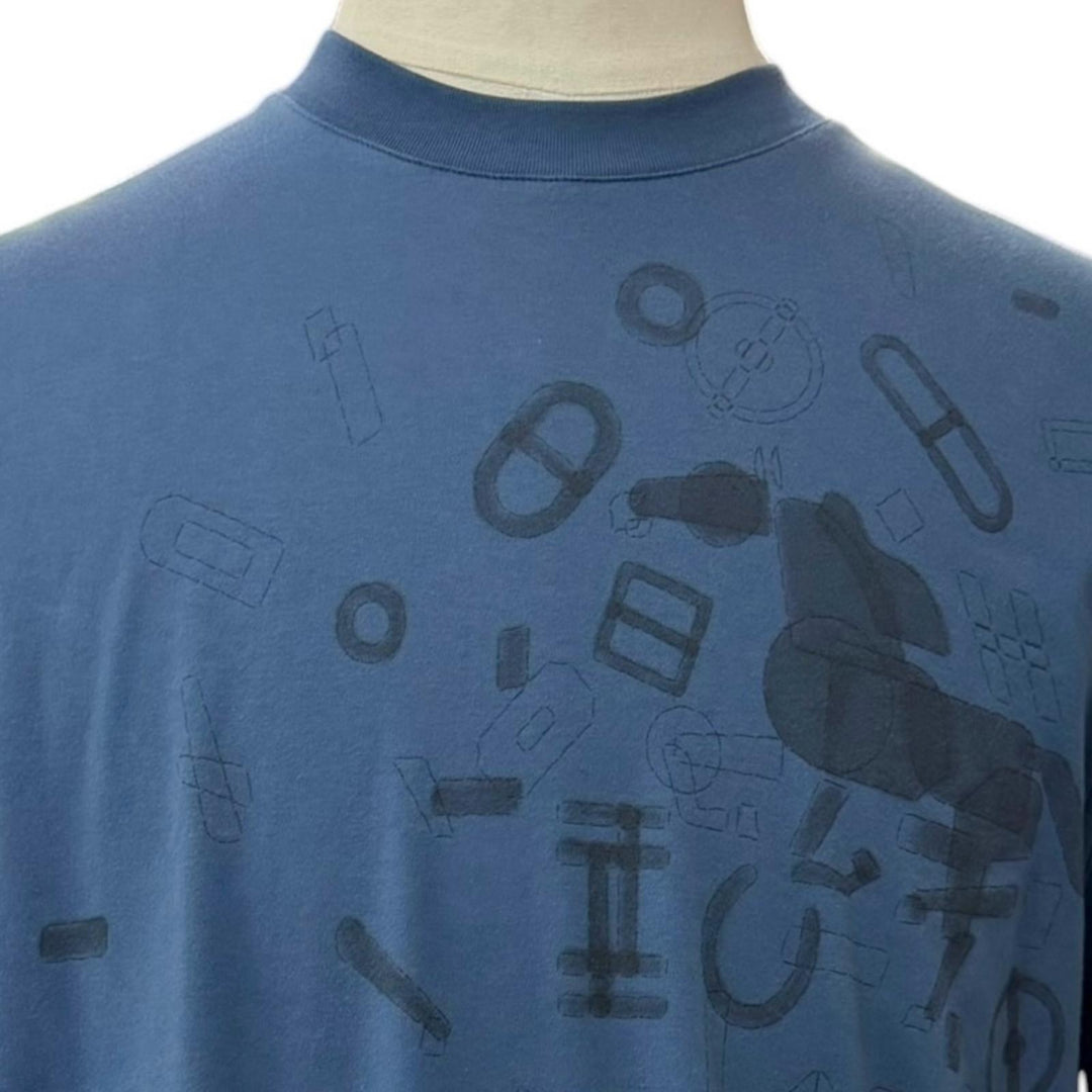 Great HERMES Short sleeve T-shirt FRAGMENTS EQUESTRES Crew neck short sleeve M