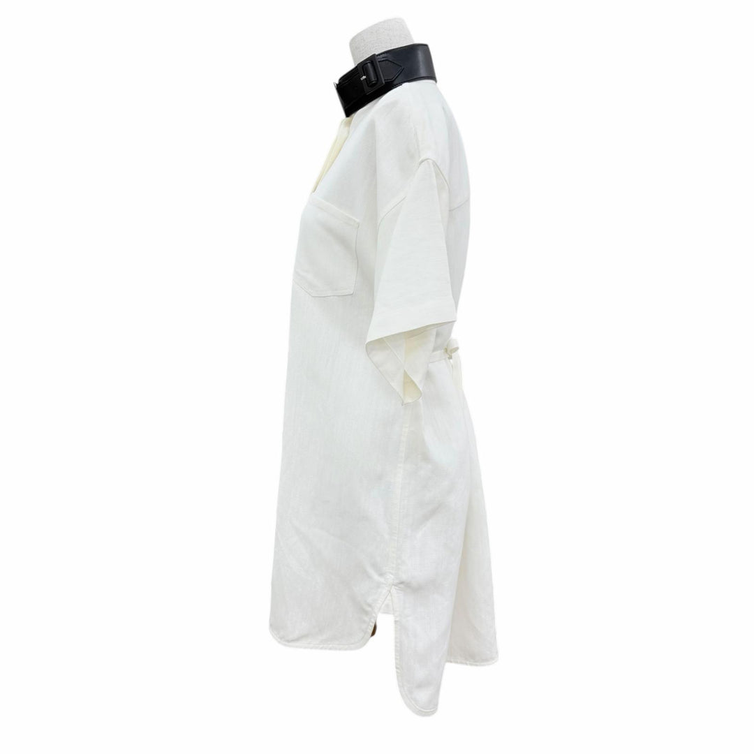 Excellent FERRAGAMO one piece Short-sleeved shirt with leather collar white 38