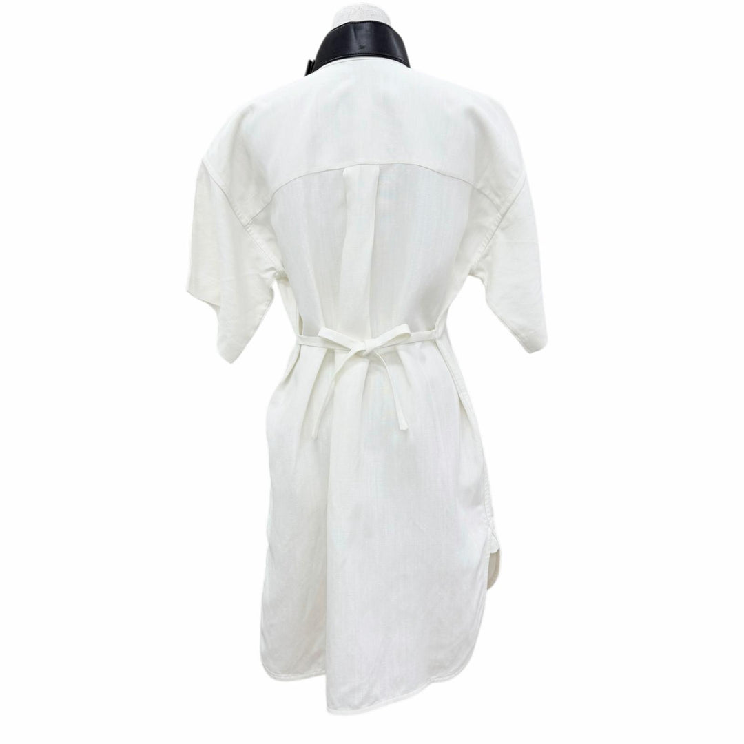 Excellent FERRAGAMO one piece Short-sleeved shirt with leather collar white 38