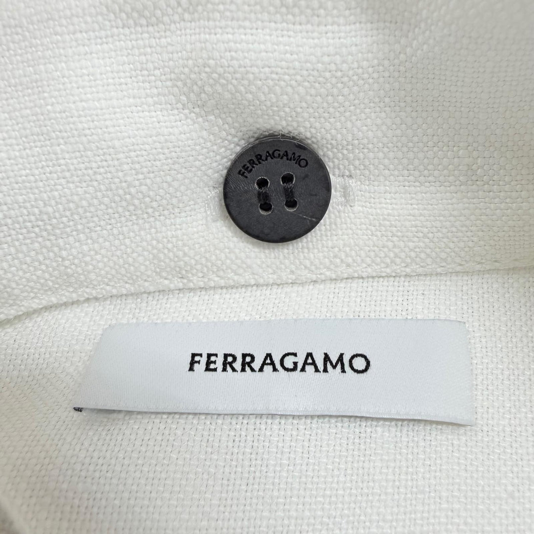 Excellent FERRAGAMO one piece Short-sleeved shirt with leather collar white 38