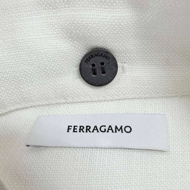 Excellent FERRAGAMO one piece Short-sleeved shirt with leather collar white 38