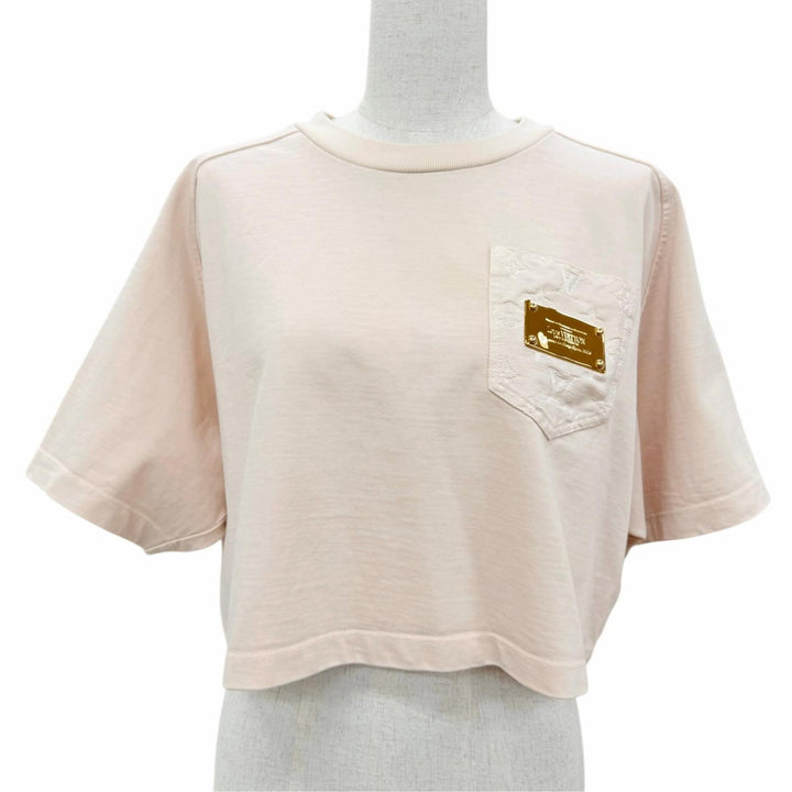 Excellent LOUIS VUITTON Short sleeve T-shirt Signature Monogram Pocket Cropped S