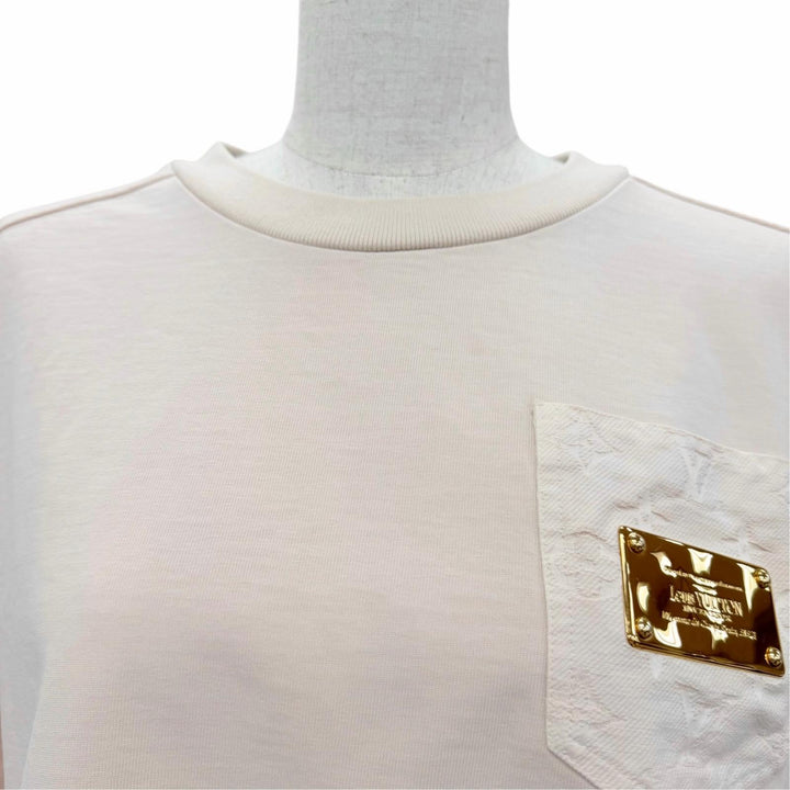 Excellent LOUIS VUITTON Short sleeve T-shirt Signature Monogram Pocket Cropped S