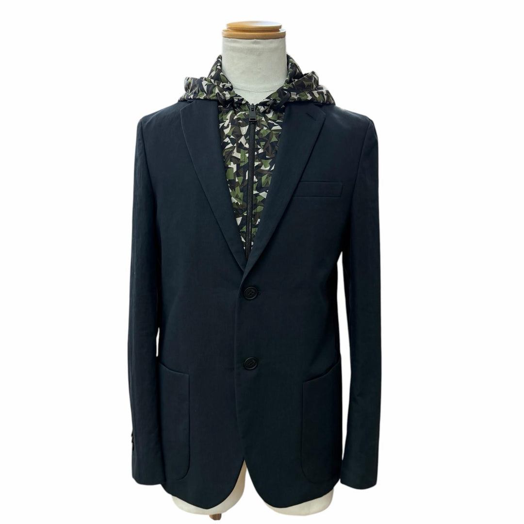 Pristine FENDI tailored jacket Camouflage Pattern black cotton mens IT 46 FJ0570