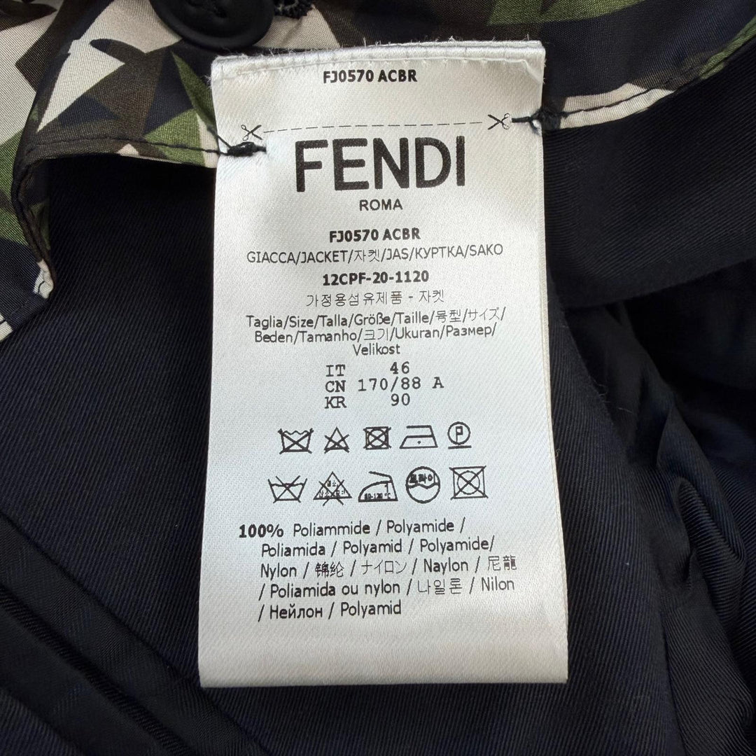 Pristine FENDI tailored jacket Camouflage Pattern black cotton mens IT 46 FJ0570
