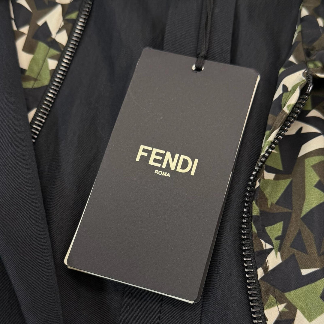 Pristine FENDI tailored jacket Camouflage Pattern black cotton mens IT 46 FJ0570
