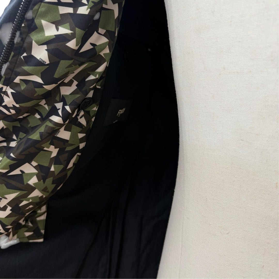 Pristine FENDI tailored jacket Camouflage Pattern black cotton mens IT 46 FJ0570