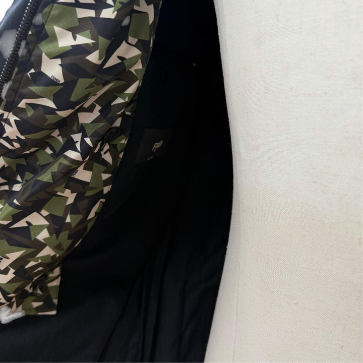 Pristine FENDI tailored jacket Camouflage Pattern black cotton mens IT 46 FJ0570