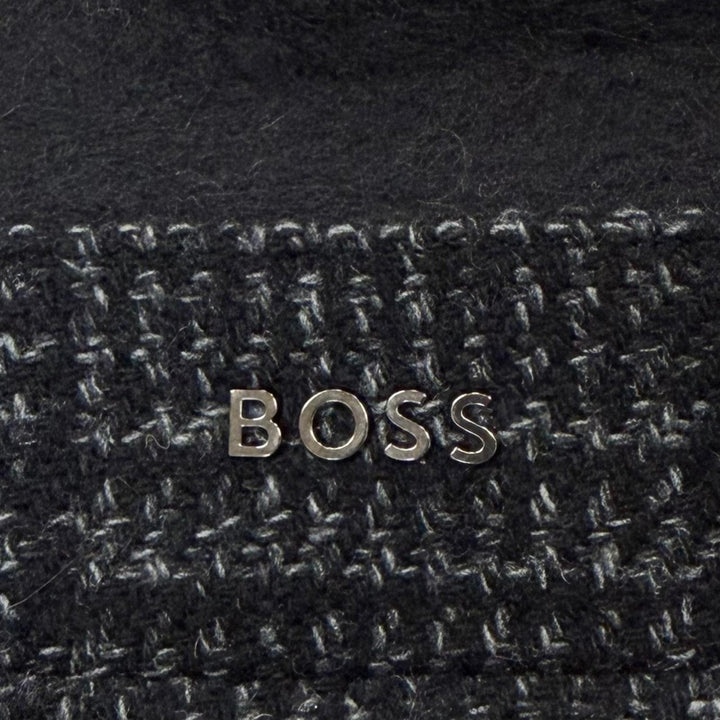 Excellent HUGO BOSS pea coat Check Pattern Tweed Double-Breasted black IT 46