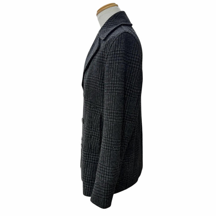 Excellent HUGO BOSS pea coat Check Pattern Tweed Double-Breasted black IT 46