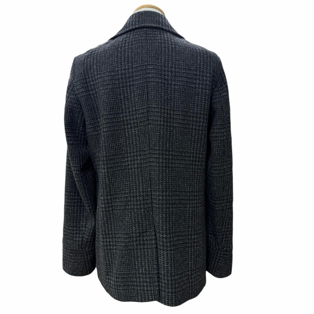 Excellent HUGO BOSS pea coat Check Pattern Tweed Double-Breasted black IT 46