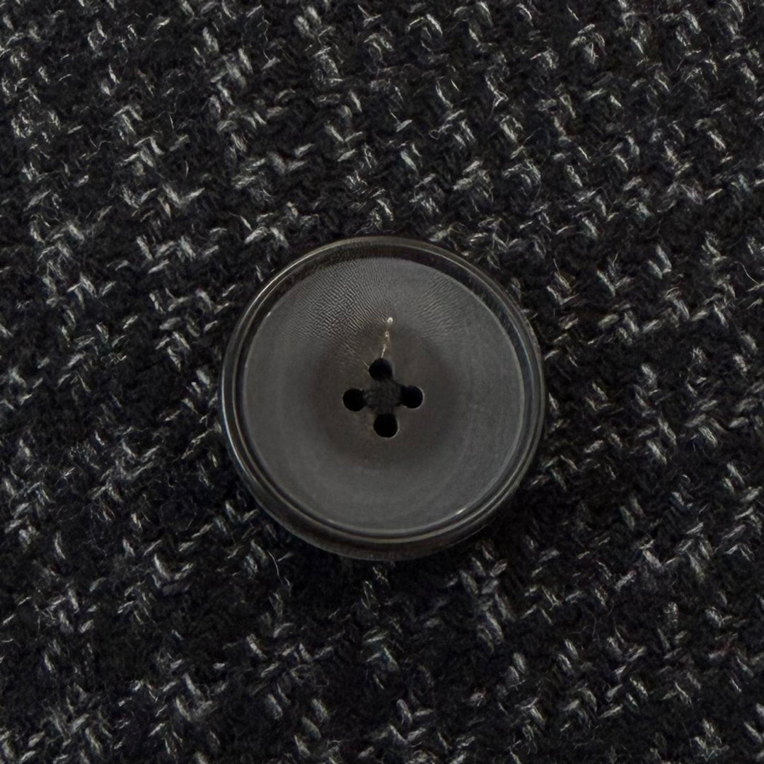 Excellent HUGO BOSS pea coat Check Pattern Tweed Double-Breasted black IT 46