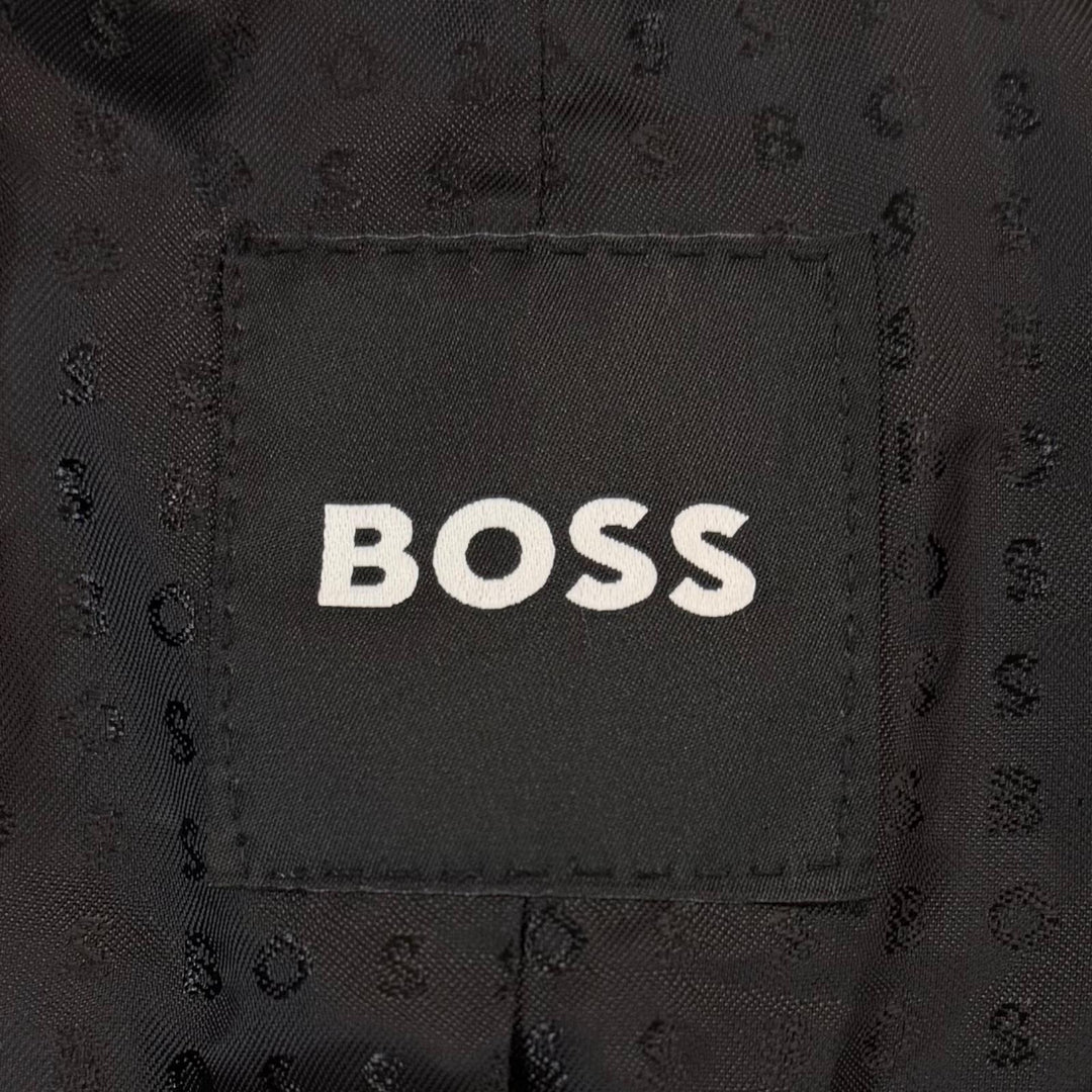 Excellent HUGO BOSS pea coat Check Pattern Tweed Double-Breasted black IT 46