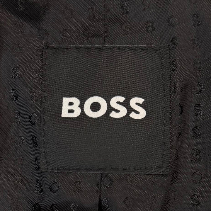 Excellent HUGO BOSS pea coat Check Pattern Tweed Double-Breasted black IT 46