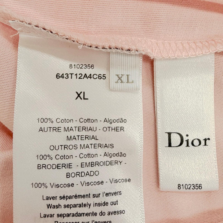 Excellent DIOR Oversized Embroidered Book Cover T-Shirt pink XL 643T12A4C65