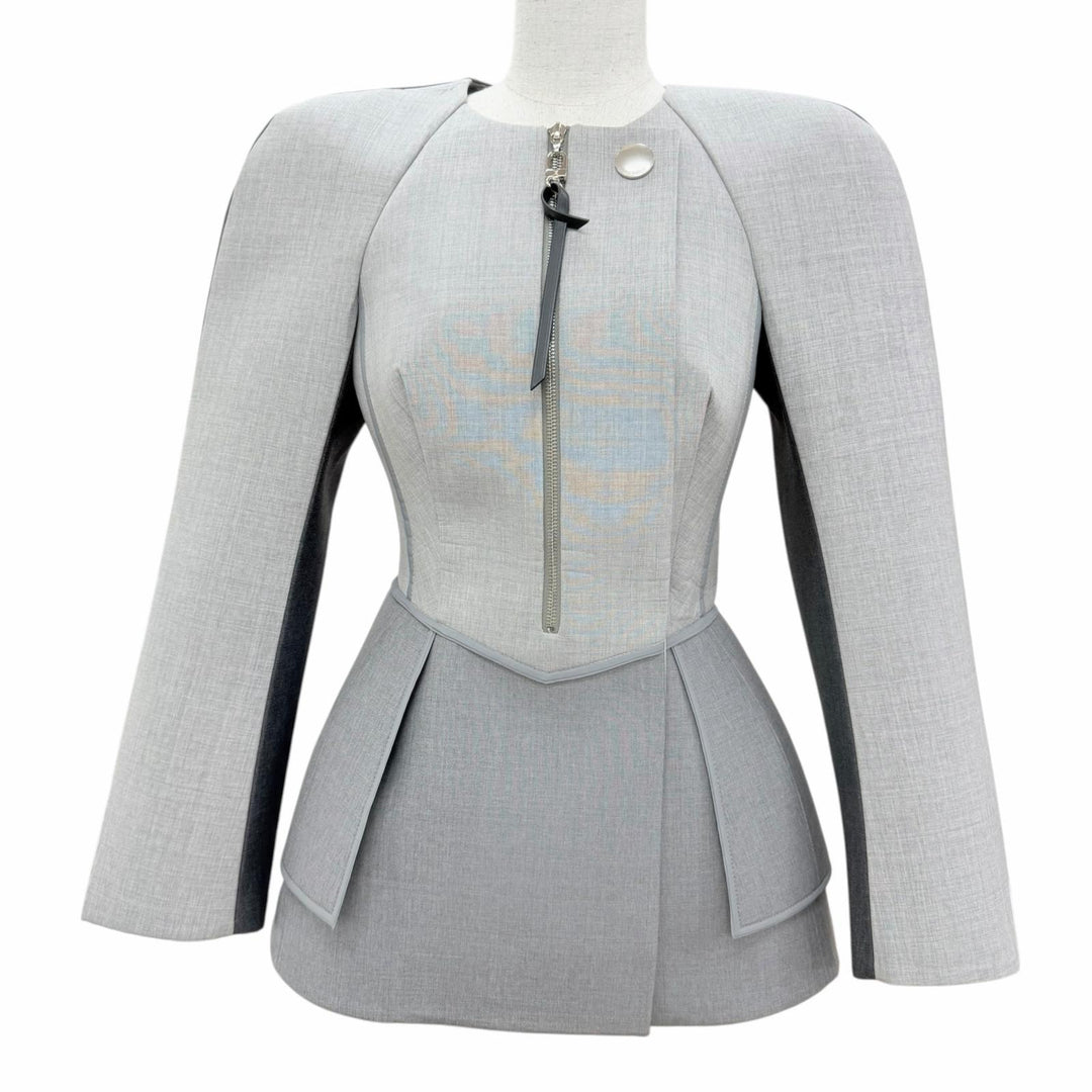 Pristine LOUIS VUITTON Jacket Silk blend design gray wool Women 34