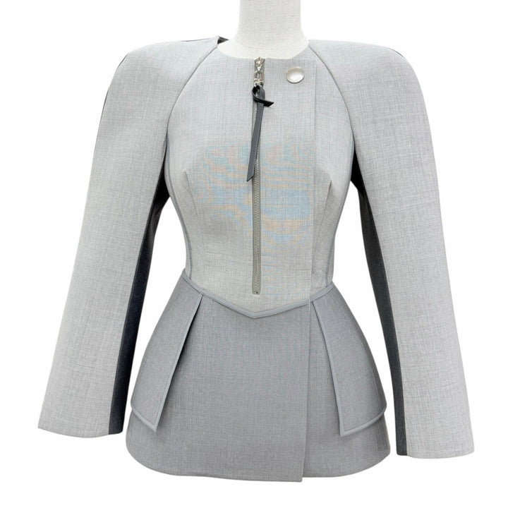 Pristine LOUIS VUITTON Jacket Silk blend design gray wool Women 34